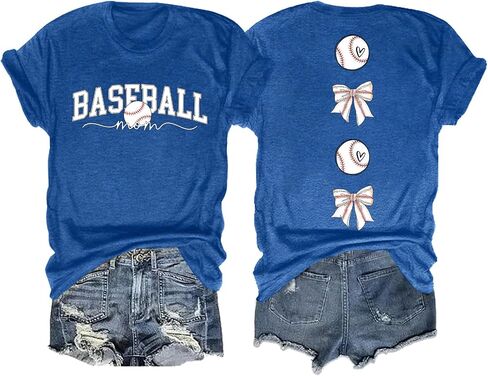 Baseball Mom Shirt for Women: Funny Baseball Tee Shirt Baseball Mama Short Sleeve Casual Tee Tops in Saudi Arabia
