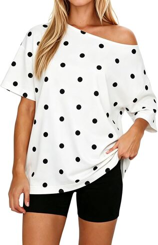 MSBESYOR Women Off The Shoulder Camo T Shirt Camouflage Print Short Sleeve Tee Shirt Summer Oversized Boat Neck Shirts Top in Saudi Arabia