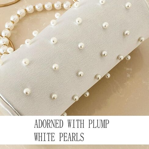 White Purses For Women Trendy Pearl Purse Evening Bag Small Pearl Chain Strap Crossbody Bags Cute Cylinder Bag in Saudi Arabia