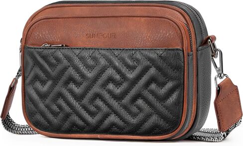 Small Crossbody Bags for Women, Quilted Vegan Leather Crossbody Purse with 8 RFID Card Slots, Adjustable Wide Strap in Saudi Arabia