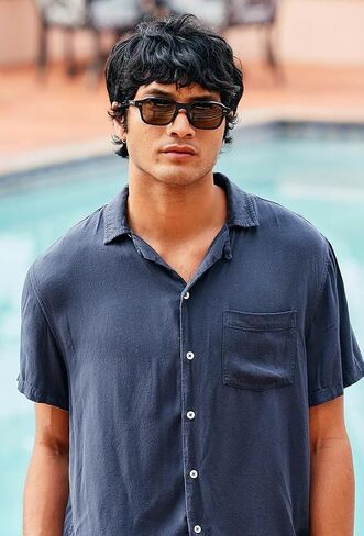 RAEN - Rhyme - Unisex Shallow Rectangular Sunglasses UV Protection - Recycled Black/Agave Lens (Size 51 MM) in Saudi Arabia