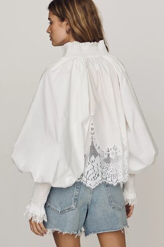 Mare Mare Lace Inset Long-Sleeve Blouse - White in Saudi Arabia