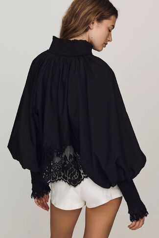 Mare Mare Lace Inset Long-Sleeve Blouse - Black in Saudi Arabia