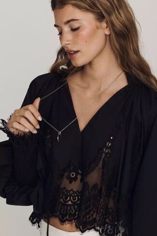 Mare Mare Lace Inset Long-Sleeve Blouse - Black in Saudi Arabia