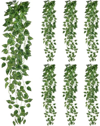 3 Pcs Fake Hanging Plants Vines Artificial Pothos Faux Ivy Greenery Ideal for Wall Shelf Home Bedroom Living Room Office Patio Garden Indoor Outdoor Decor in Saudi Arabia