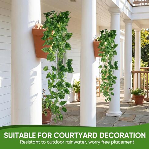 3 Pcs Fake Hanging Plants Vines Artificial Pothos Faux Ivy Greenery Ideal for Wall Shelf Home Bedroom Living Room Office Patio Garden Indoor Outdoor Decor in Kuwait