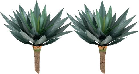 Artificial Agave Plants Outdoor,20"UV Resistant Fake Silk Plants with 20 Lifelike-Broad Leaves,Faux Yucca Floor Plants for Home Front Porch Patio Office Door Step Hotel Desert Style Decor 2Pack in Kuwait