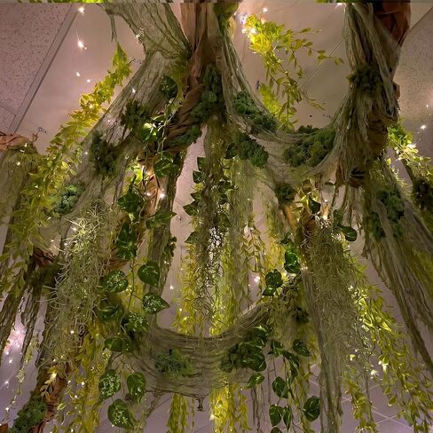 Thiccywoov 17 Pcs Jungle Theme Decorations Set Swamp Decor 36 x 118 Inch Creepy Cloth Artificial Hanging Willow Ivy Leaf Plant and Moss Rainforest Decorations for VBS Woodland Party Classroom DIY in Kuwait