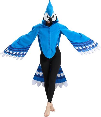 Blue Jay Cape Costume for Adults, Bird Animal Cloak with Wings & Tail, Halloween Cosplay Party Outfit in Saudi Arabia