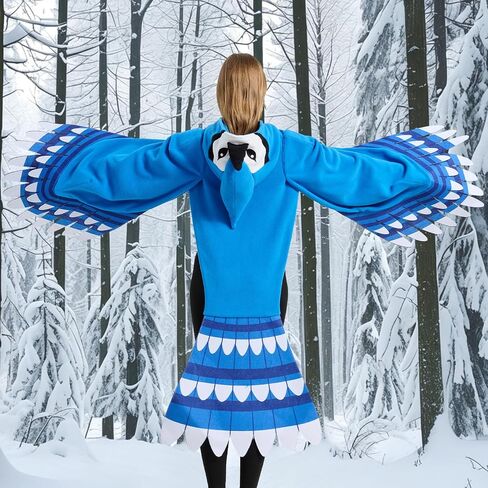 Blue Jay Cape Costume for Adults, Bird Animal Cloak with Wings & Tail, Halloween Cosplay Party Outfit in Saudi Arabia