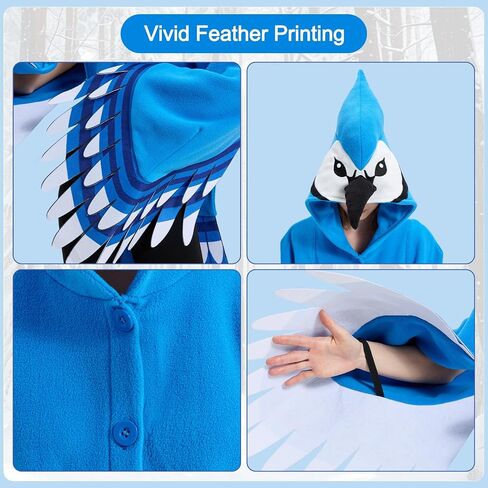 Blue Jay Cape Costume for Adults, Bird Animal Cloak with Wings & Tail, Halloween Cosplay Party Outfit in Saudi Arabia