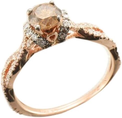 LE VIAN Chocolate Vanilla Diamond Statement Ring for Women I 14k Rose Gold Ring for Her (Brown/G-H, VS2-SI1, 1.15 cttw) Promise Wedding Anniversary Band Size 7 in Kuwait