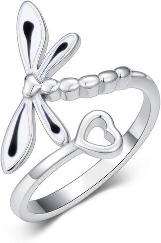 Dragonfly Toe Ring for Women 925 Sterling Silver Blue/Red/Green/Pink/Black/Cyan Dragonfly Open Rings Adjustable Toe Ring Christmas Jewelry Gift in Saudi Arabia
