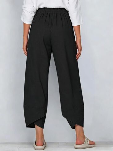 Womens Wide Leg Pants Loose Casual Drawstring Summer Beach Travel Vacation Palazzo Harem Pants with Pockets in Kuwait