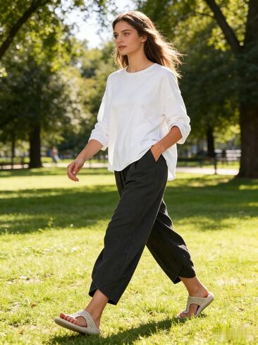 Womens Wide Leg Pants Loose Casual Drawstring Summer Beach Travel Vacation Palazzo Harem Pants with Pockets in Kuwait