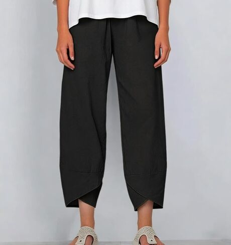 Womens Wide Leg Pants Loose Casual Drawstring Summer Beach Travel Vacation Palazzo Harem Pants with Pockets in Kuwait