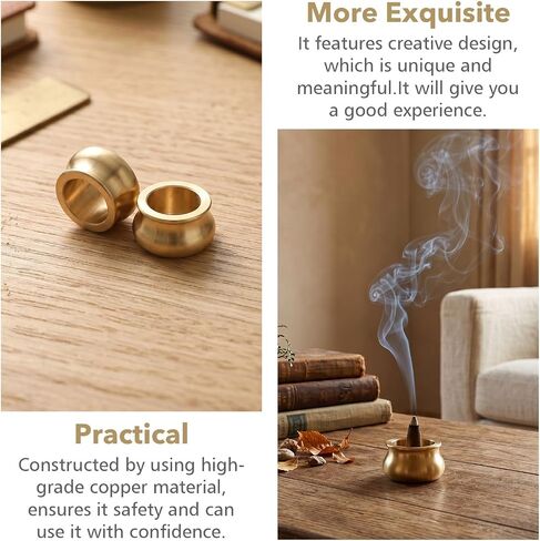 4 Pcs Dual Purpose Incense Cone Holder, Copper Cone Incense Burner Holder, Mini Stick Burner Plate Holders Censer Tower Bowl Home Decoration in Kuwait