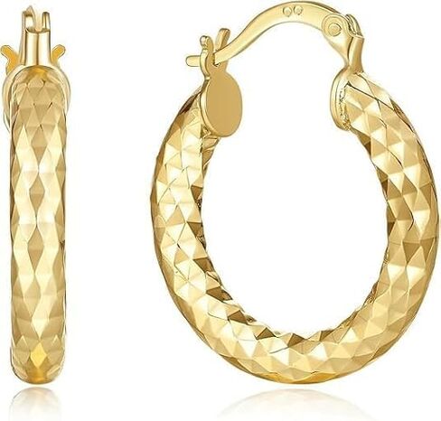 Trendy 14K Gold Hoop Earrings Plated for Women,Unique Pattern Women's Gold Plated Earrings 14K Gold Women's Earrings Gift in Saudi Arabia