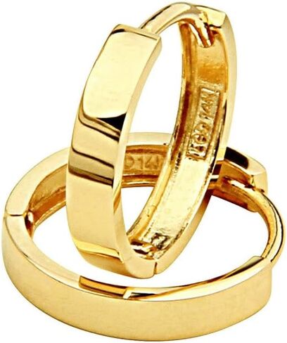 14k Yellow Gold 2.5mm Thickness Hoop Huggies Earrings (13 x 13 mm) in Saudi Arabia