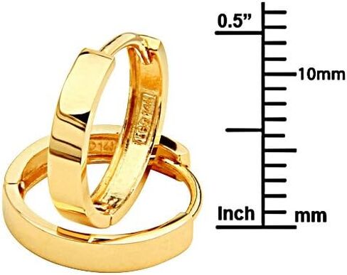 14k Yellow Gold 2.5mm Thickness Hoop Huggies Earrings (13 x 13 mm) in Saudi Arabia