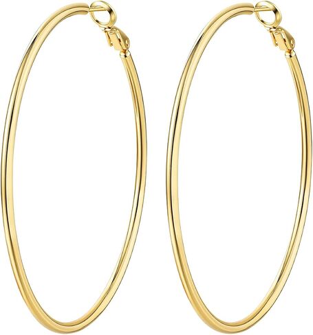14K Gold Hoop Earrings for Women Large Chunky Hoop Earrings for Women Elegant Big Gold Hoops Jewelry in Saudi Arabia