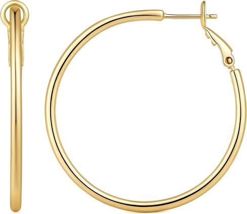 Gold Earrings for Women 14K Gold Hoop Earrings for Women Hoops Earring for Womens Hoops Stay Slim and Lightweight Hoop Earring for Womens 30/40/50mm in Saudi Arabia