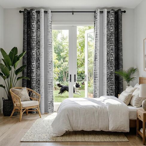 PONY DANCE Black and White 100% Blackout Curtains 84 Inches Long for Living Room, Modern Style Thermal Insulated Gradient Drapes for Bedroom/Youth Dorm/Study/Nursery, 2 Panels Set, 52″Wx84″L in Saudi Arabia