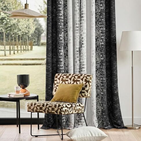 PONY DANCE Black and White 100% Blackout Curtains 84 Inches Long for Living Room, Modern Style Thermal Insulated Gradient Drapes for Bedroom/Youth Dorm/Study/Nursery, 2 Panels Set, 52″Wx84″L in Saudi Arabia