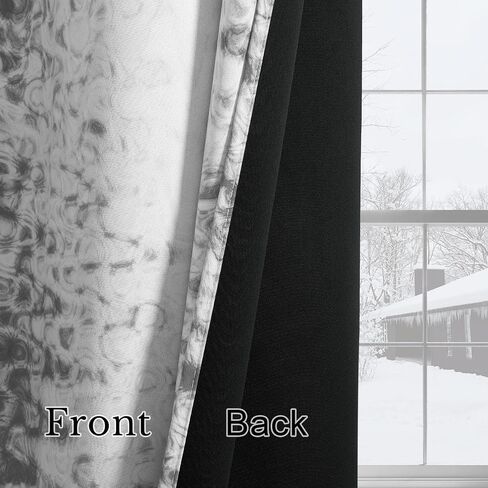 PONY DANCE Black and White 100% Blackout Curtains 84 Inches Long for Living Room, Modern Style Thermal Insulated Gradient Drapes for Bedroom/Youth Dorm/Study/Nursery, 2 Panels Set, 52″Wx84″L in Saudi Arabia
