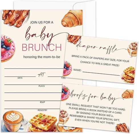 Pink Bow Floral Baby Shower Invitations for Girl ، Girl Baby Shower دعوات ، مجموعة من 25 دعوة مجموعة (تضمنت تذاكر السحب حفاضات وبطاقات طلب الكتب) بين الجنسين مستلزمات الحفلات /BB002 in Kuwait