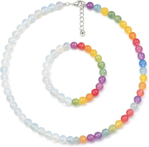 Dopamine Necklace Jewelry for Women UV Reactive Color Changing Beads Necklace Rainbow Colorful Necklaces Summer Sun Dresses 2026 Vacation Outfits Beach Essentials Accessories in Saudi Arabia