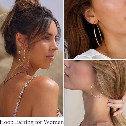 24 Pairs Women's Gold Hoop Earrings Set, Hypoallergenic Chunky Twisted Open Dangle Hoops, Versatile Fashion Jewelry for Daily & Parties in Kuwait