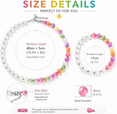 Dopamine Jewelry Set UV Reactive Necklace and Bracelet Rainbow Colorful Beaded Color Changing Mood Necklaces Summer Beach Jewelry for Women Graduation Gifts in Saudi Arabia