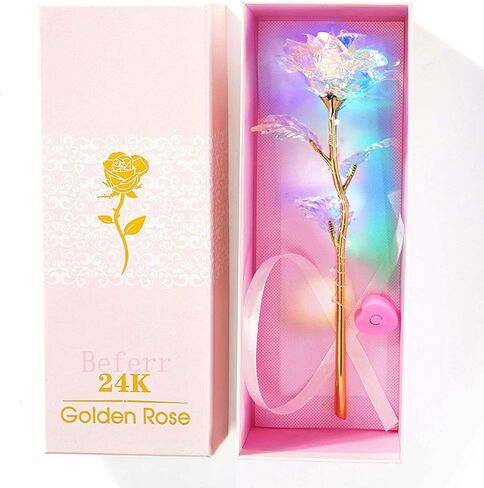 Befinr Galaxy Glass Rose Flower, Forever Eternal Rose in Gift Box, Preserved Crystal Rose Home Decor, Birthday Gifts for Women Mom Grandma Wife Girlfriend in Kuwait