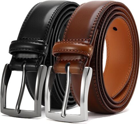 DOOPAI Men's Genuine Leather Dress Belt 2Pack - Handmade Classic Casual and Business Belt, 100% Cow Leather Prong Buckle, in Kuwait