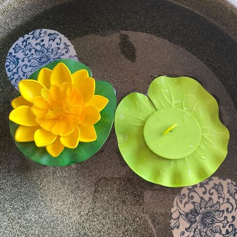 8 Pcs Artificial Floating Foam Lotus Flower with Water Lily Pad, Floating Artificial Lotus Flowers Decor Floating Pond Decor Home Decoration in Saudi Arabia