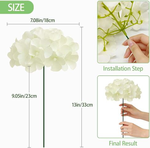 65PCS White Hydrangea Artificial Flowers, Faux Hydrangea Flowers for Home Centerpieces Arrangements, Party Tables Decorations DIY Wedding Decorations Centerpieces Table Decor in Saudi Arabia