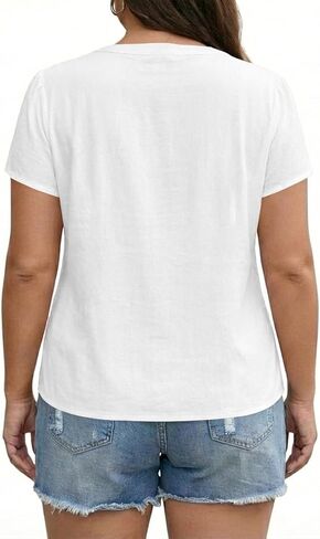 Yesfashion Women's Plus Size Shirt Summer V-Neck Top Flutter Sleeve Pleated Tshirt Very Little Stretch (Order1-2 Size Up) in Saudi Arabia