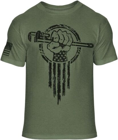 Plumber Hero T-Shirt - Plumbing Superhero Fist Soft Blend Tee - A18 Green in Kuwait
