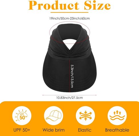 2 Pcs Sun Visor Hats Wide Brim Sports Cap Ponytail Friendly Hat with UPF 50+ UV Protection for Women Summer Casual Outdoor Golf Tennis Hiking Workout Multi in Saudi Arabia
