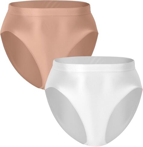 FEOYA Women Shiny Thong High Cut Oil Shiny Smooth Panties High Waisted Underwear Stretch Thong 2 Pack in Saudi Arabia