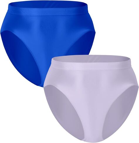 FEOYA Women Shiny Thong High Cut Oil Shiny Smooth Panties High Waisted Underwear Stretch Thong 2 Pack in Saudi Arabia