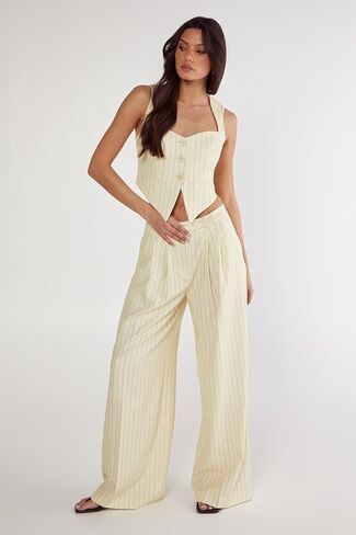 Nasty Gal Butter Pinstripe Tailored Vest in Saudi Arabia