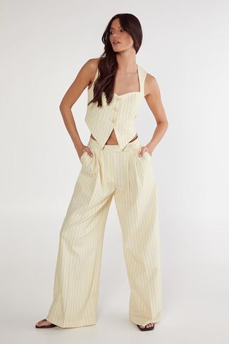 Nasty Gal Butter Pinstripe Tailored Vest in Saudi Arabia