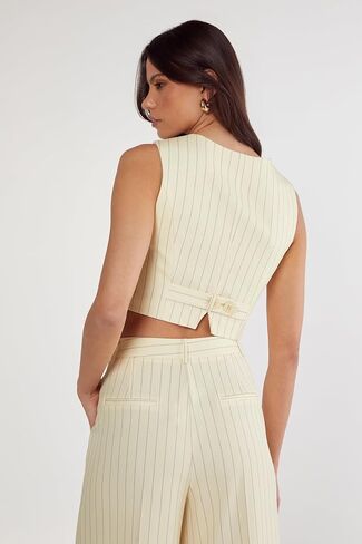 Nasty Gal Butter Pinstripe Tailored Vest in Saudi Arabia