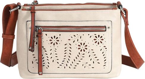 Lady Conceal Hailey Concealed Carry Crossbody Bag – Chic Faux Leather Purse with Lockable Compartment & Adjustable Strap (Bone) in Saudi Arabia