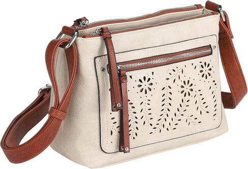 Lady Conceal Hailey Concealed Carry Crossbody Bag – Chic Faux Leather Purse with Lockable Compartment & Adjustable Strap (Bone) in Saudi Arabia