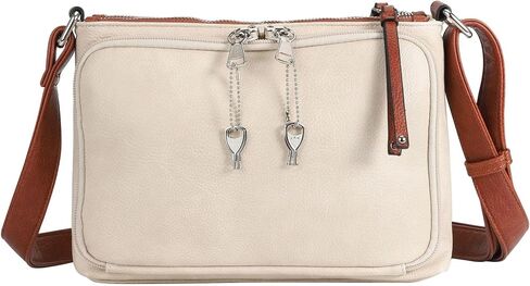Lady Conceal Hailey Concealed Carry Crossbody Bag – Chic Faux Leather Purse with Lockable Compartment & Adjustable Strap (Bone) in Saudi Arabia