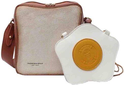 Breakfast Fried Egg Bread Creative Crossbody Bag, Sandwich Omelette Toast Shoulder Bag, Novelty Purse Messenger Food Pouch in Saudi Arabia