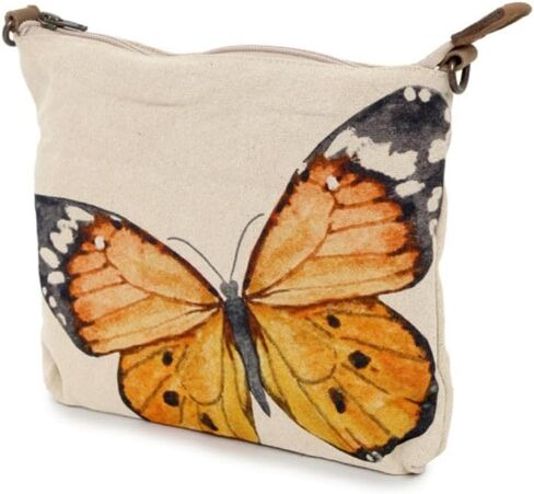 COTT N CURLS Monarch Butterfly Crossbody Sling Bag for Women - 32.5x10 Butterfly Purses for Women, Colorful Print, Canvas and Leather, Spring Purses, Spring Gifts for Mom, Sister, Friend, Grandma in Saudi Arabia